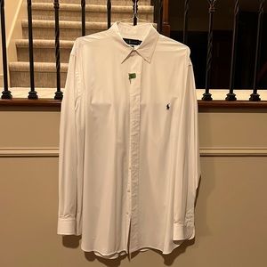 This is a white Ralph Lauren XLT tall performance dress shirt.